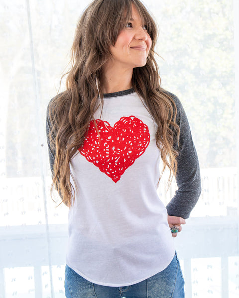 RED HEART ~ Burnout Baseball Tee (5 @ $20 ea)