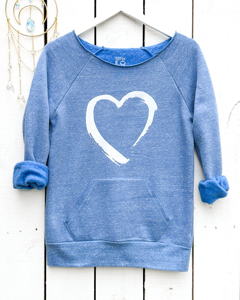 PAINTED HEART ~ Heathered Sky Raw Edge Sweatshirt (5 @ $29 ea)