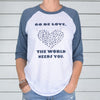 GO BE LOVE... ~ Navy & White Baseball Tee (5 @ $18 ea)