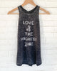 LOVE IS THE HIGHEST VIBE ~ Dark Grey Burnout Tank (5 @ $19 ea)