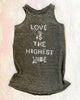LOVE IS THE HIGHEST VIBE ~ Dark Grey Burnout Tank (5 @ $19 ea)